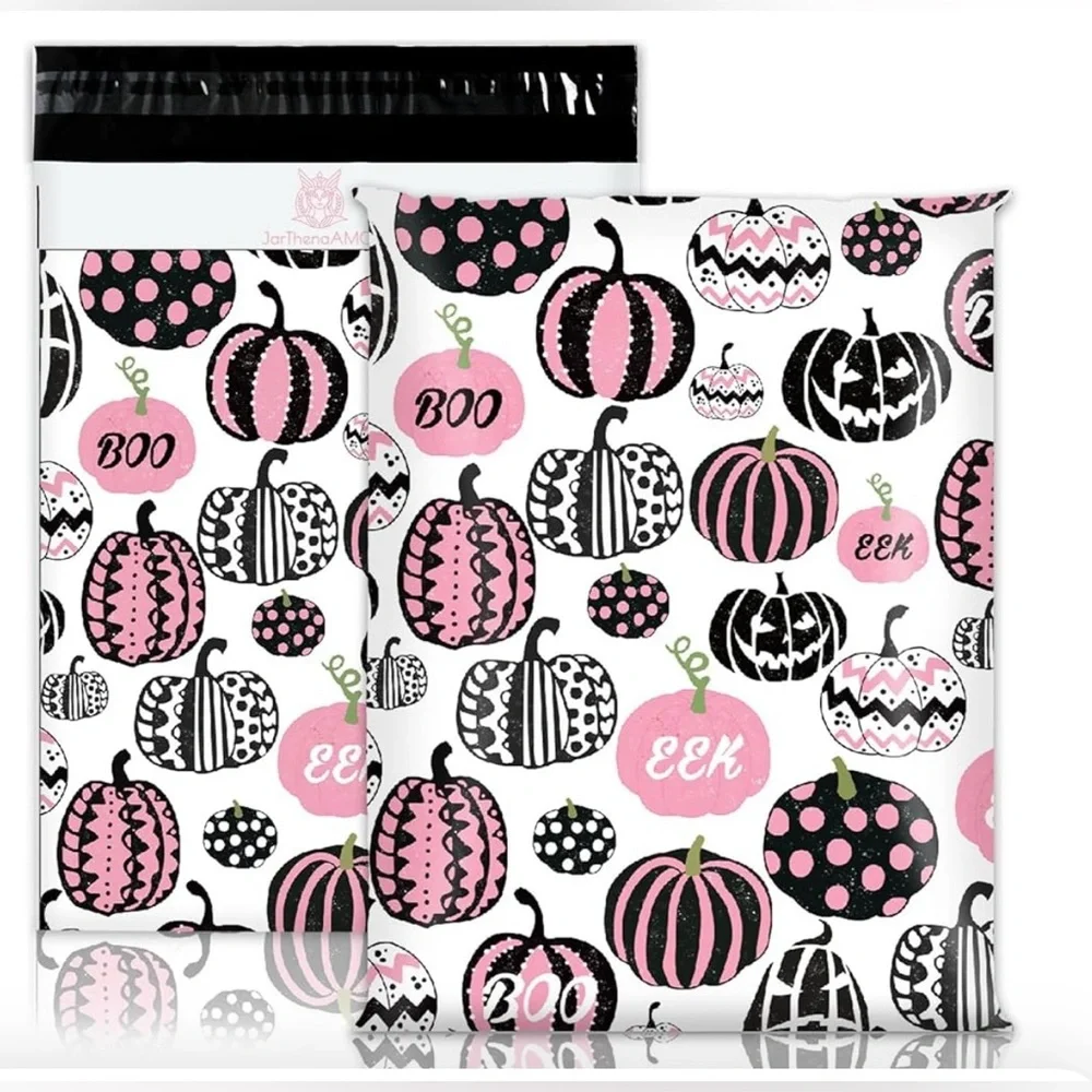 20 Halloween Pumpkin Poly Mailers - New, self sealing-waterproof-tear resistant